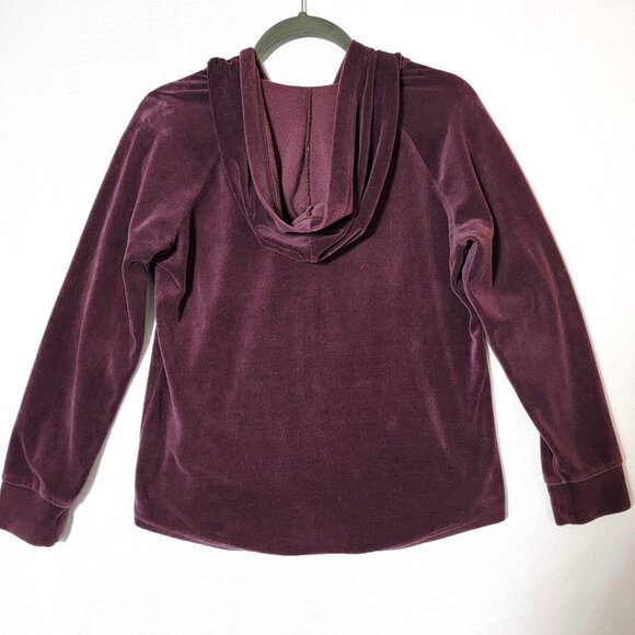 Style & Co Sport Womens Hooded Jacket Small Full Zip Snap Pockets Deep Plum - Picture 2 of 11